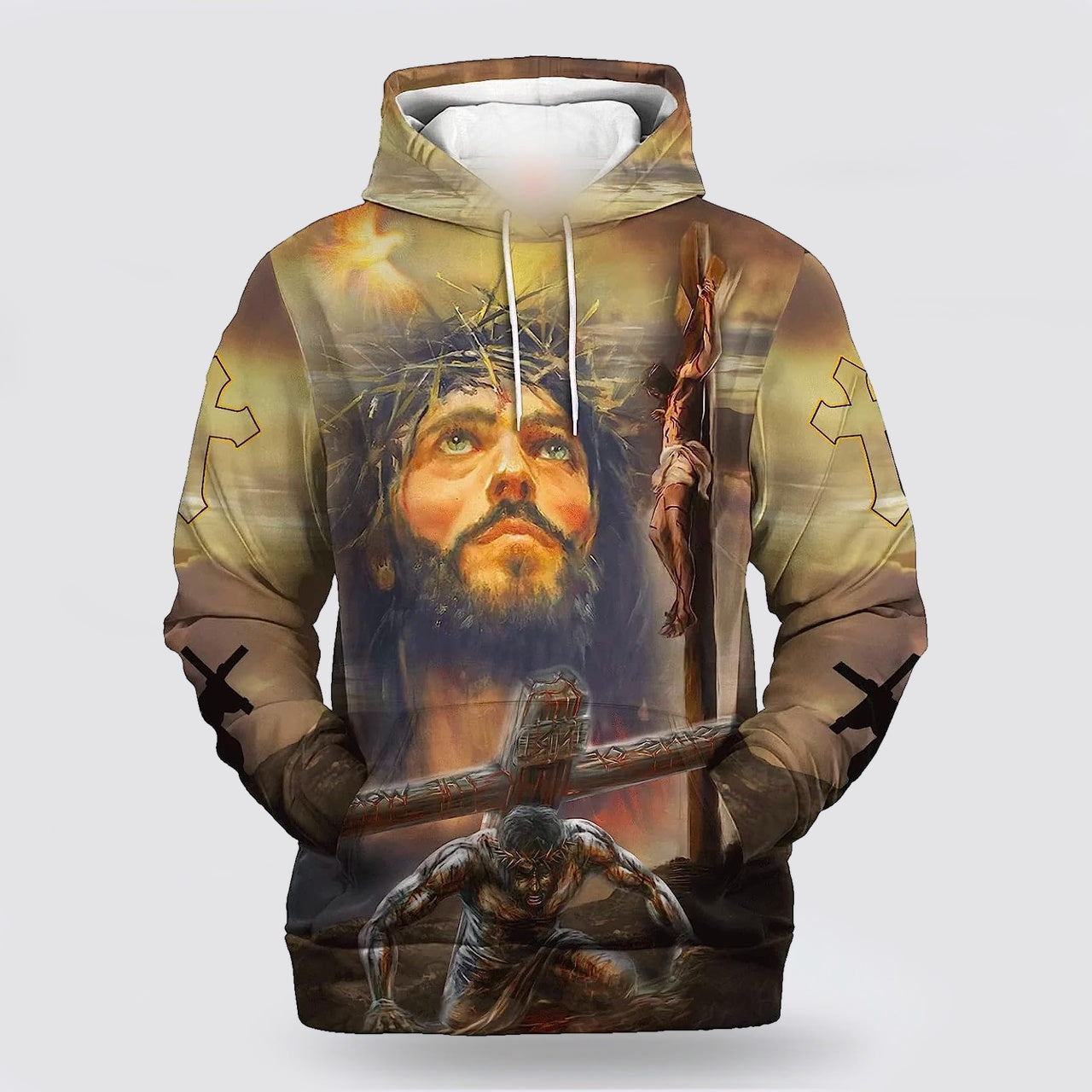 Jesus On The Cross 3D Hoodies For Women Men  Christian Apparel Hoodies