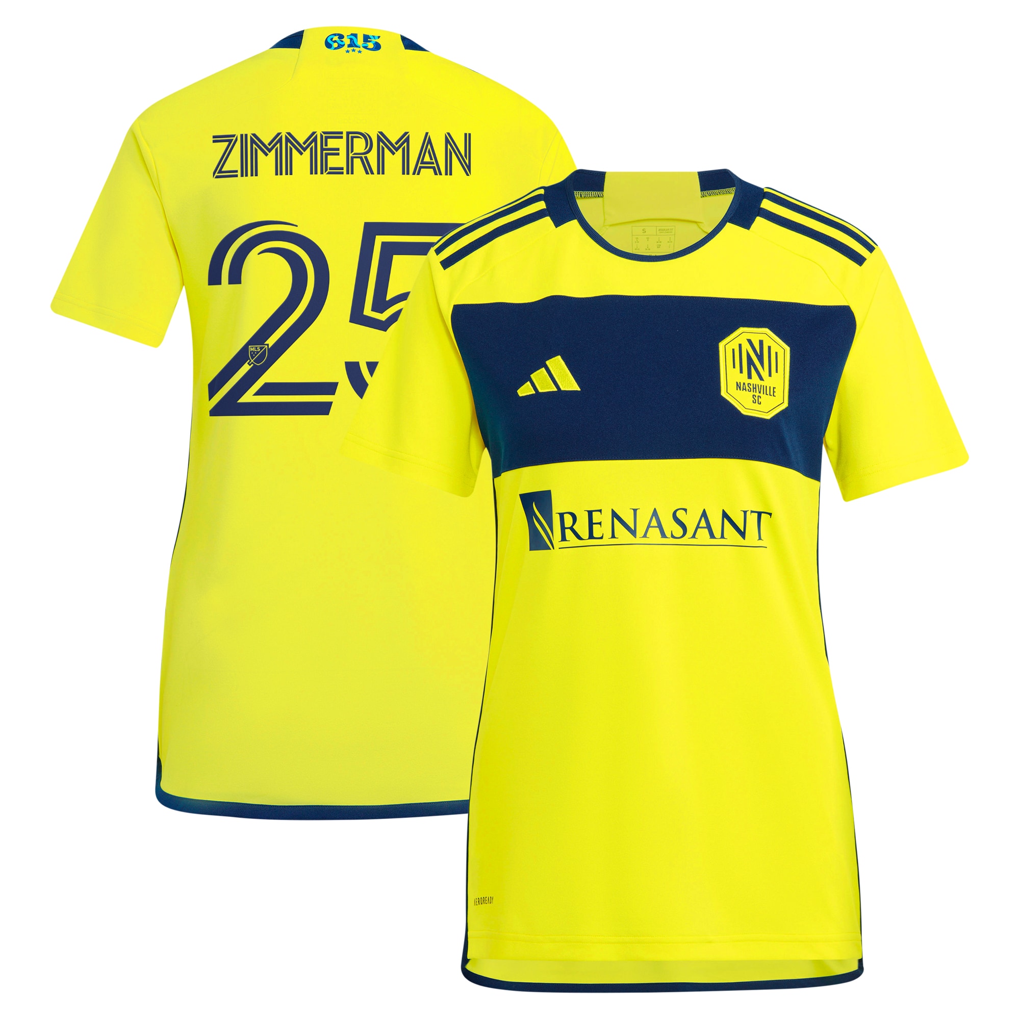 Walker Zimmerman Nashville SC Women's 2024 The 615 Kit Replica Player Jersey – Yellow