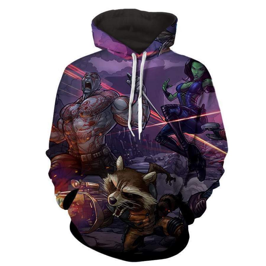 Thanos-Gamora-Rocket Raccoon 3D Hoodie-Guardian Of Galaxy Jacket