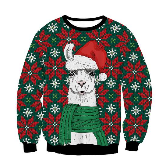 3D Print sheep Ugly Christmas Sweater Unisex Men Women Holidays Santa Funny Novelty Christmas Round neck Sweater alx