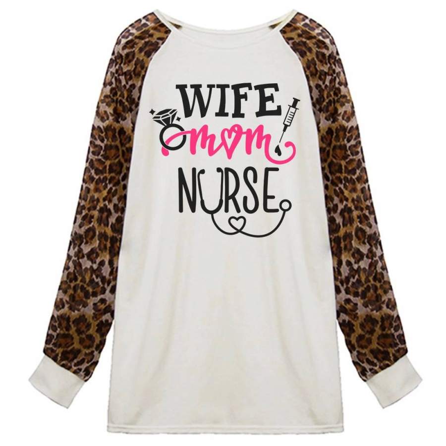 Wife Mom Nurse Leopard Women Shirt