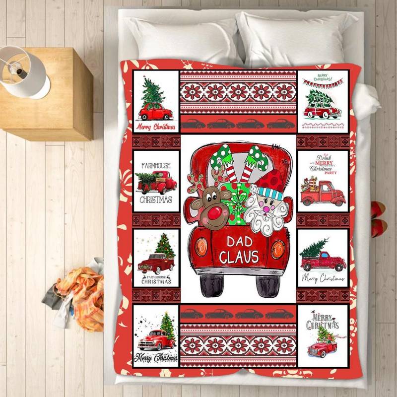 Custom Blankets – Dad Claus Christmas Blanket – Fleece Blankets