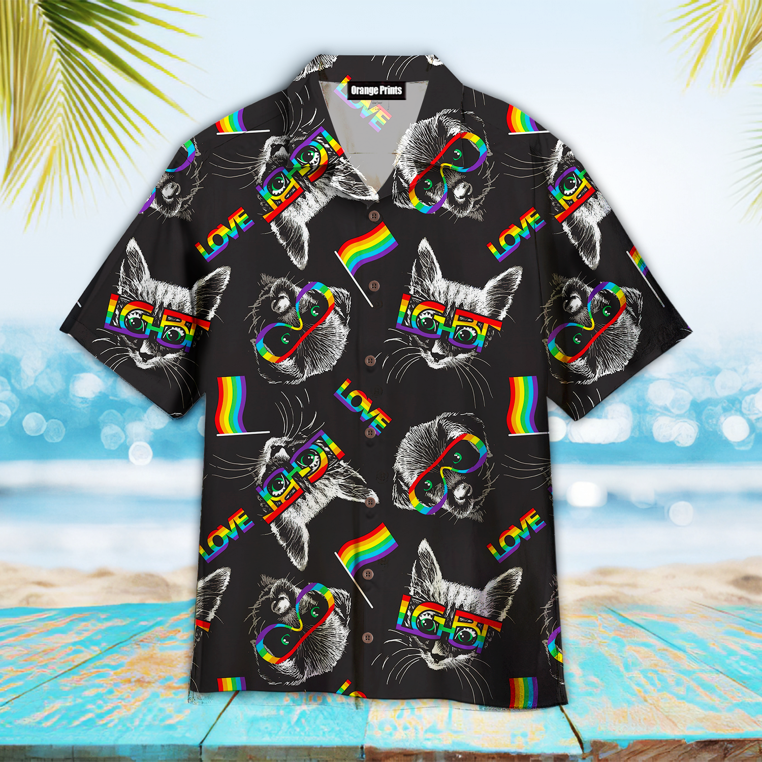 Kitten Puppy Faces With Glasses Lgbt Symbols Hawaiian Shirt | For Men & Women | Wt8026