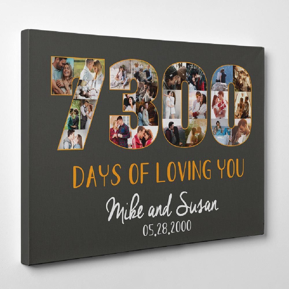 “7300 Days of Loving You” Custom Photo Canvas – 20th Anniversary Gift