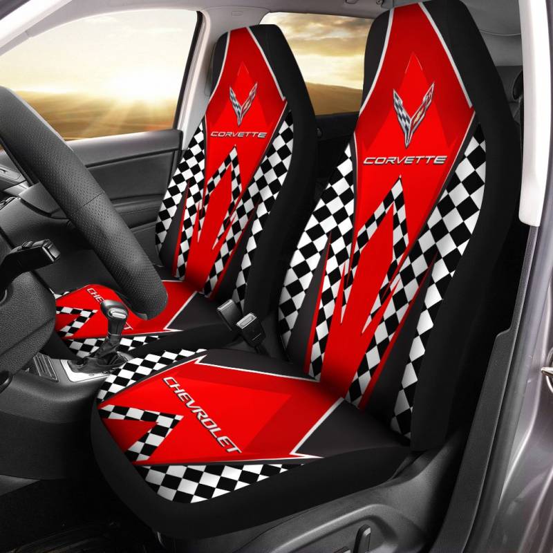 Chevrolet Corvette VTH Car Seat Cover (Set of 2) Ver 2 (Red)