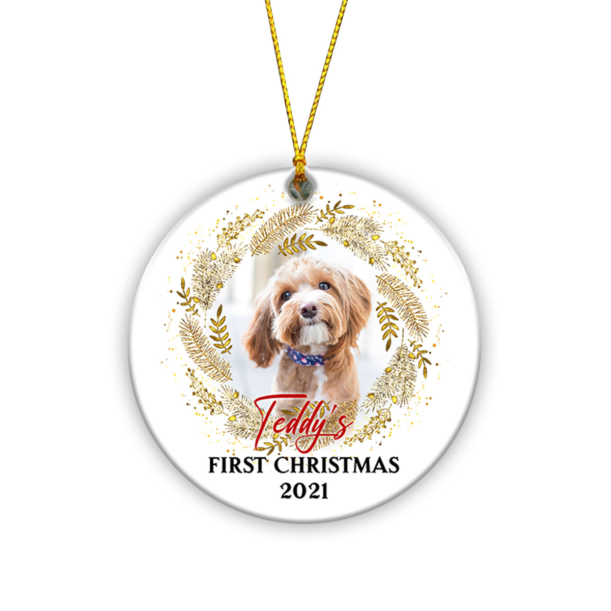 Puppy First Christmas Ornament Custom Photo And Name, Christmas Decoration Gift For Dog Mom, Dog Dad Tn372