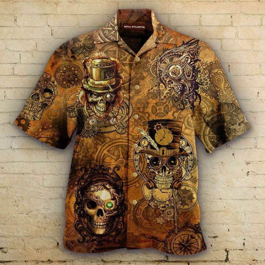 Amazing Vintage Skull Steampunk Hawaiian Aloha Shirts Aloha Shirts