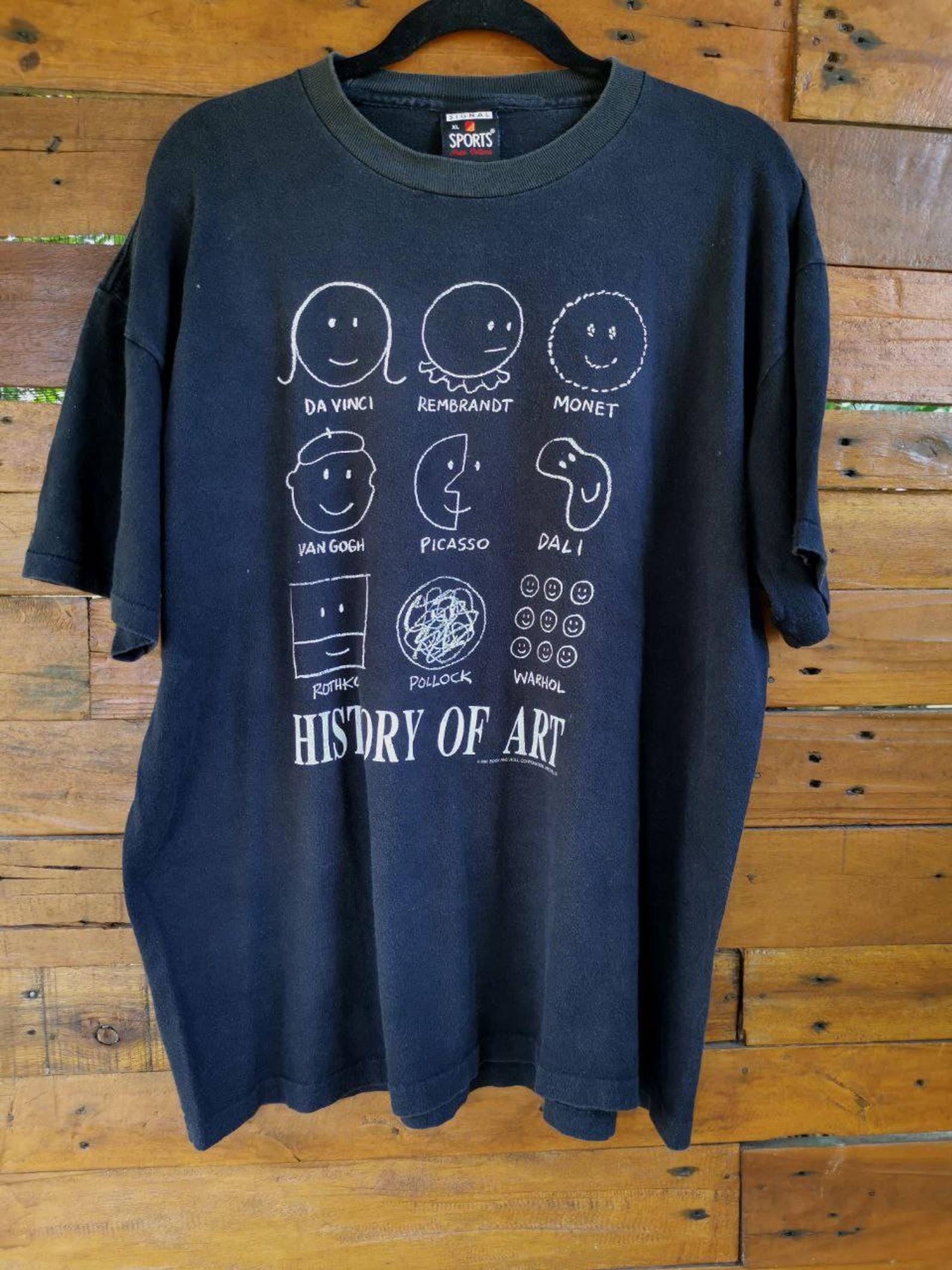 Vintage 1991 History Of Art Most Famous Lagendary Artist T Shirt Pop ...