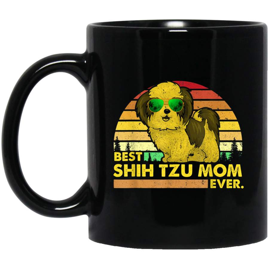 Vintage Best Shih Tzu Mom Ever Dog Mommy Mother 11 oz 15 oz Mug Black