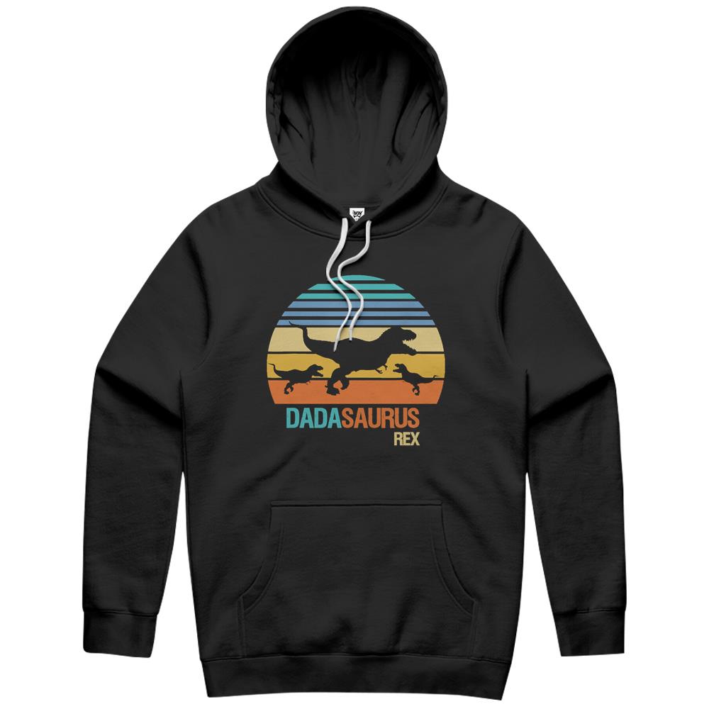 Retro Sunset Dadasaurus, Dad Dino Dinosaur Fathers Day Gift Hoodie