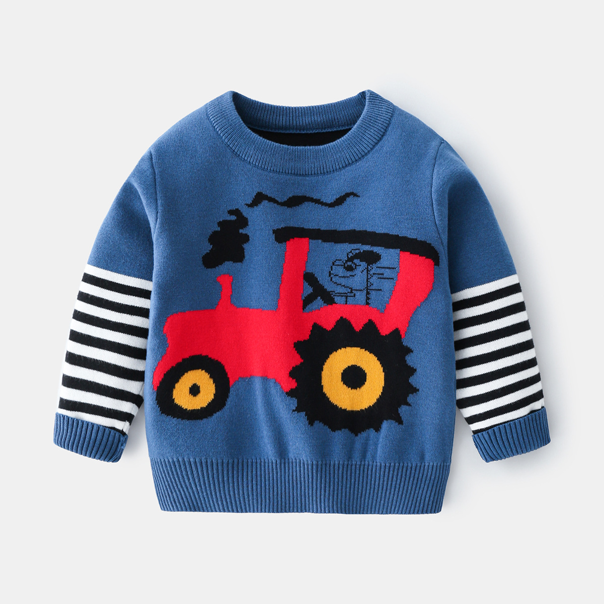 Tractor Thick Boys Sweaters Cotton Warm Winter Clothes For Kids Fall Children’s Pullover Toddler Knitted Wear alx