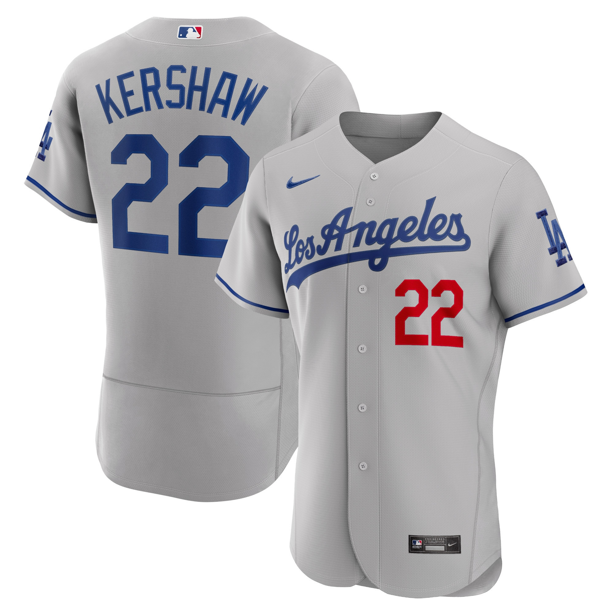 Clayton Kershaw Los Angeles Dodgers Road Authentic Player Jersey – Gray MLB