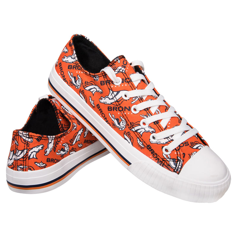 Denver Broncos NFL Womens Low Top Repeat Print Canvas Shoes