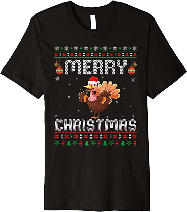 Turkey Merry Xmas Design Matching Ugly Christmas Holiday Premium T-Shirt