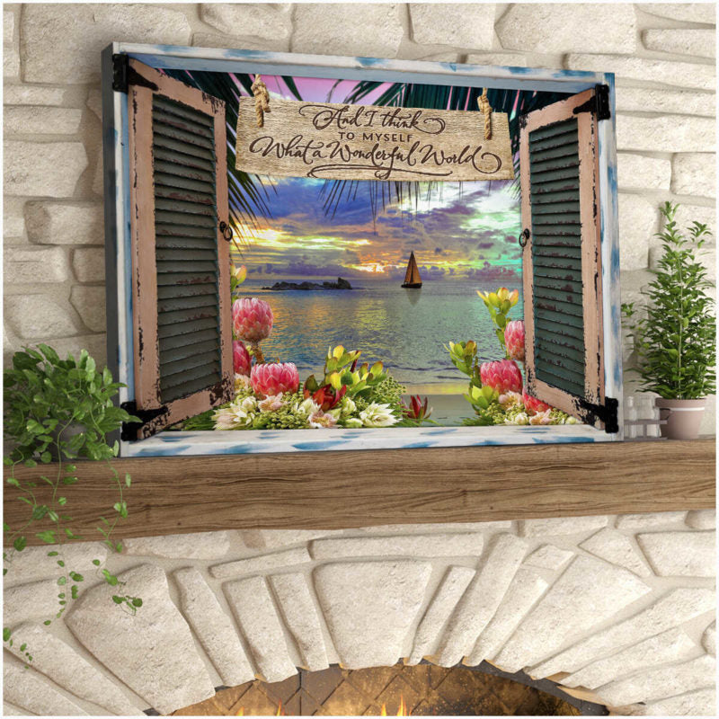 Beach Outside Window Premium Wall Art Canvas