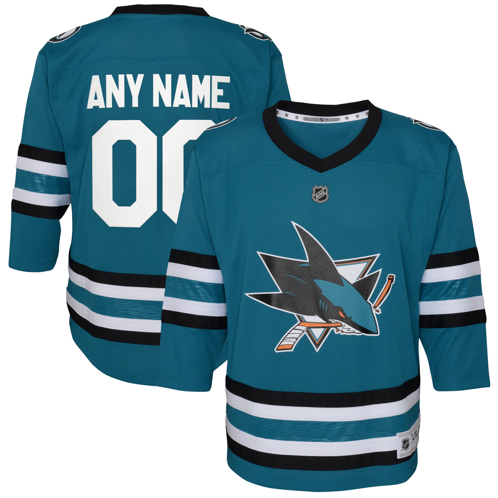 San Jose Sharks Youth Home Replica Custom Jersey – Teal