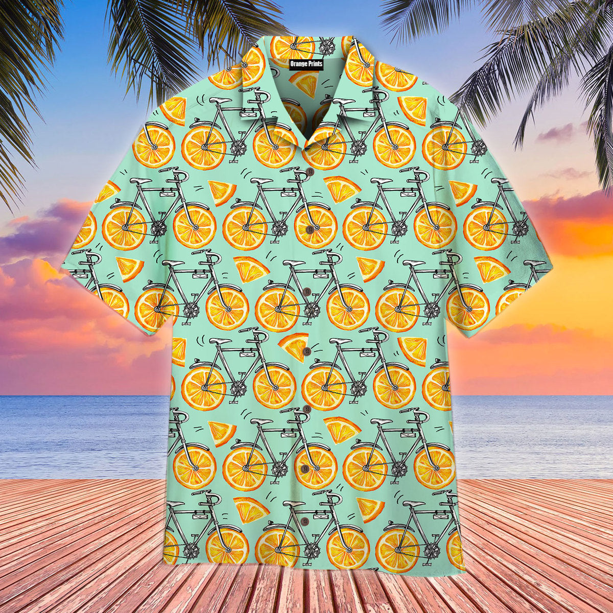 Bicycles With Orange Wheels Aloha Hawaii Shirts For Men Women Ha20751