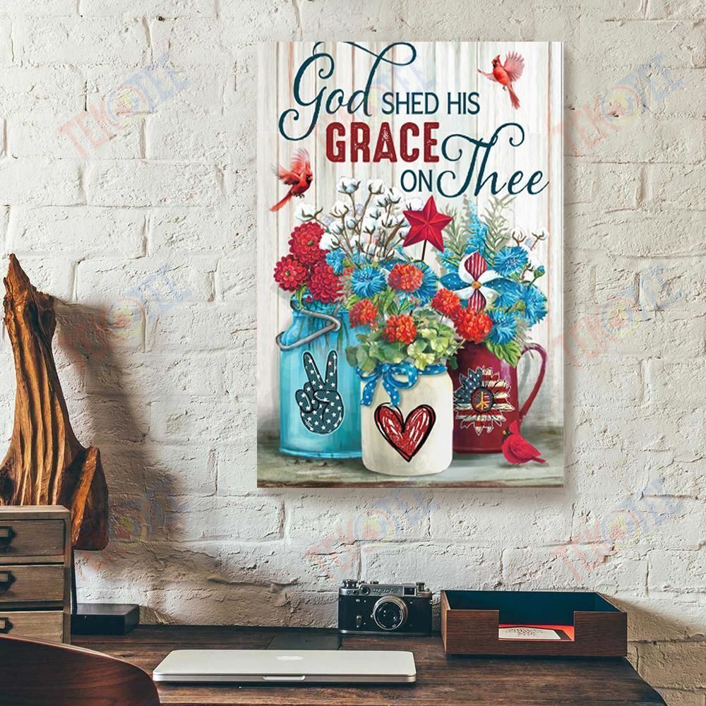 Best Canvas Prints God Shed His Grace On Thee Flower Cardinal Vertical Canvas Wall Art Artistic Home Decor Canvas