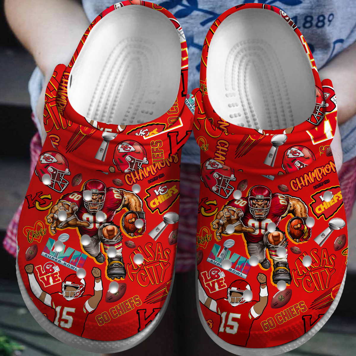 Kansas City Chiefs NFL Crocss Crocband Clogs Shoes Comfortable For Men Women and Kids