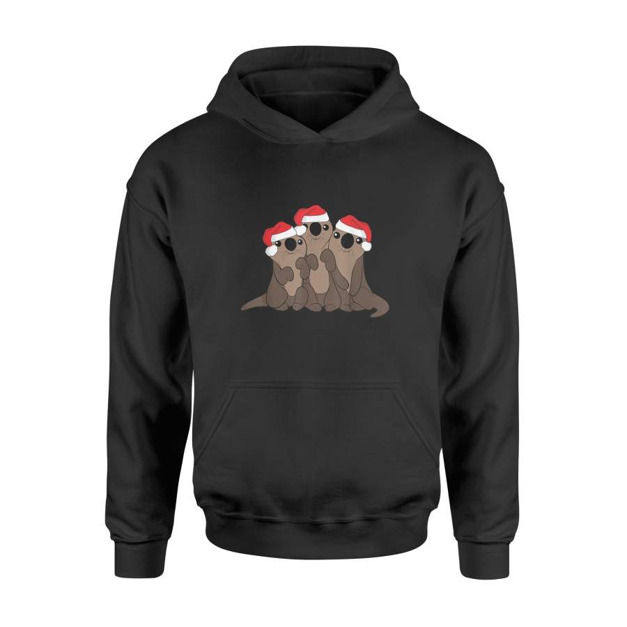 Cute Otters Santa Hat Christmas Gift T Shirt – Standard Hoodie