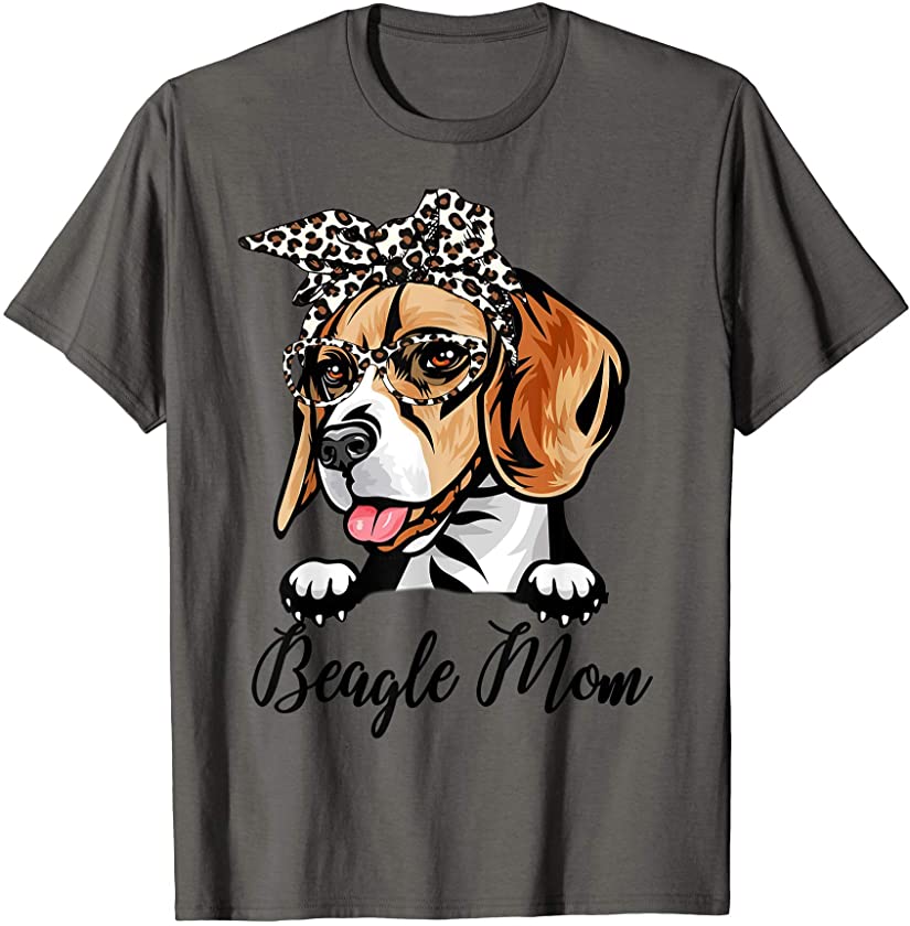 Womens Beagle Leopard Print Bandana Dog Lover Gift T-Shirt