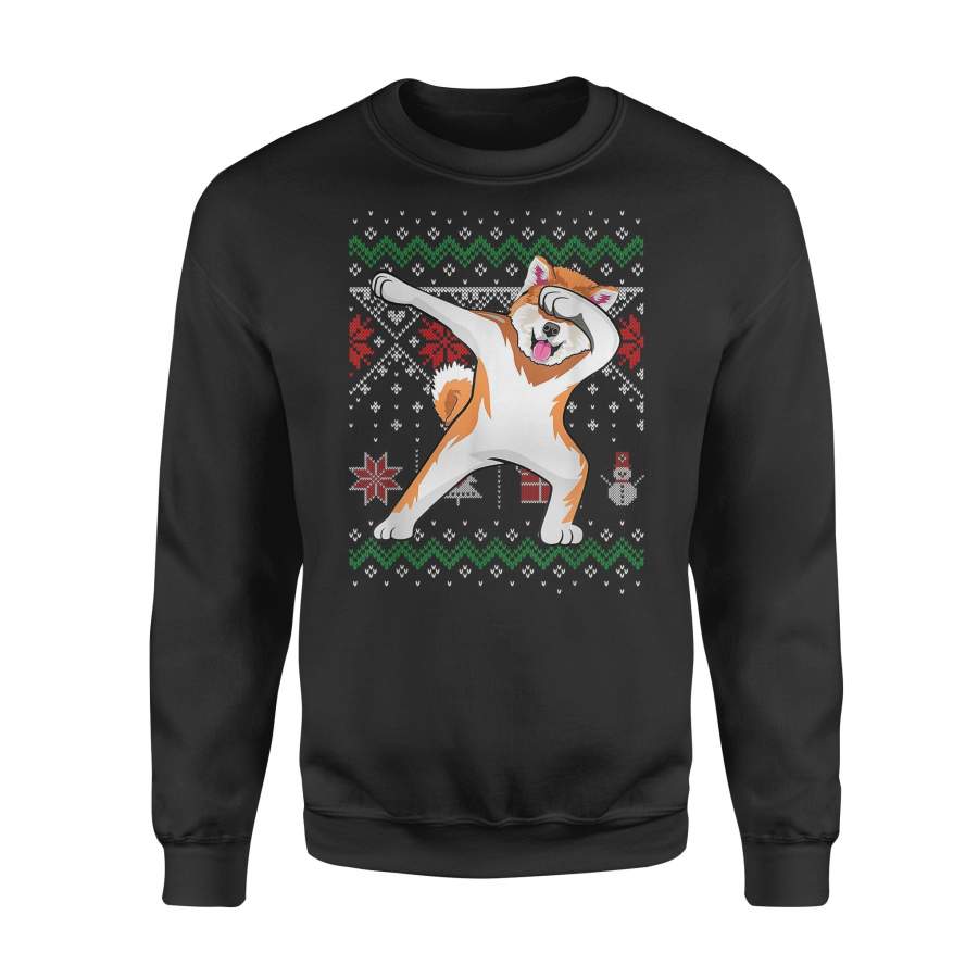 Akita Inu Dabbing Ugly Sweater Christmas Gift T-Shirt – Standard Fleece Sweatshirt