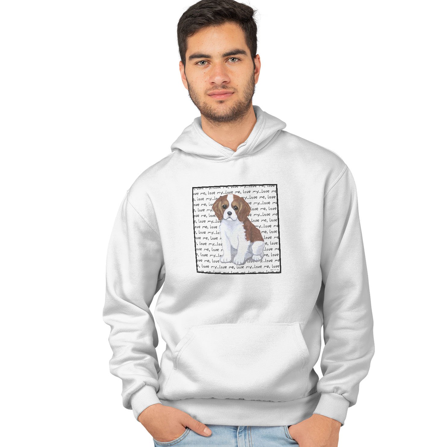 Cavalier Puppy Love Text – Adult Unisex Hoodie Sweatshirt