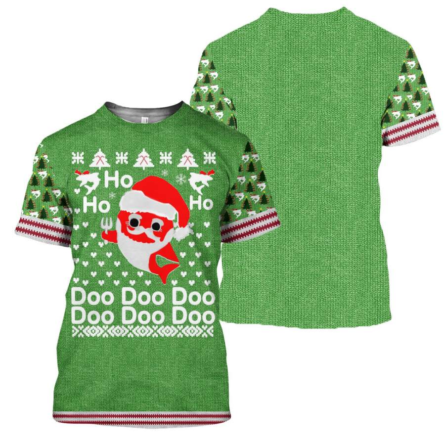 3D All Over Printed Santa Shark Shirts and Shorts