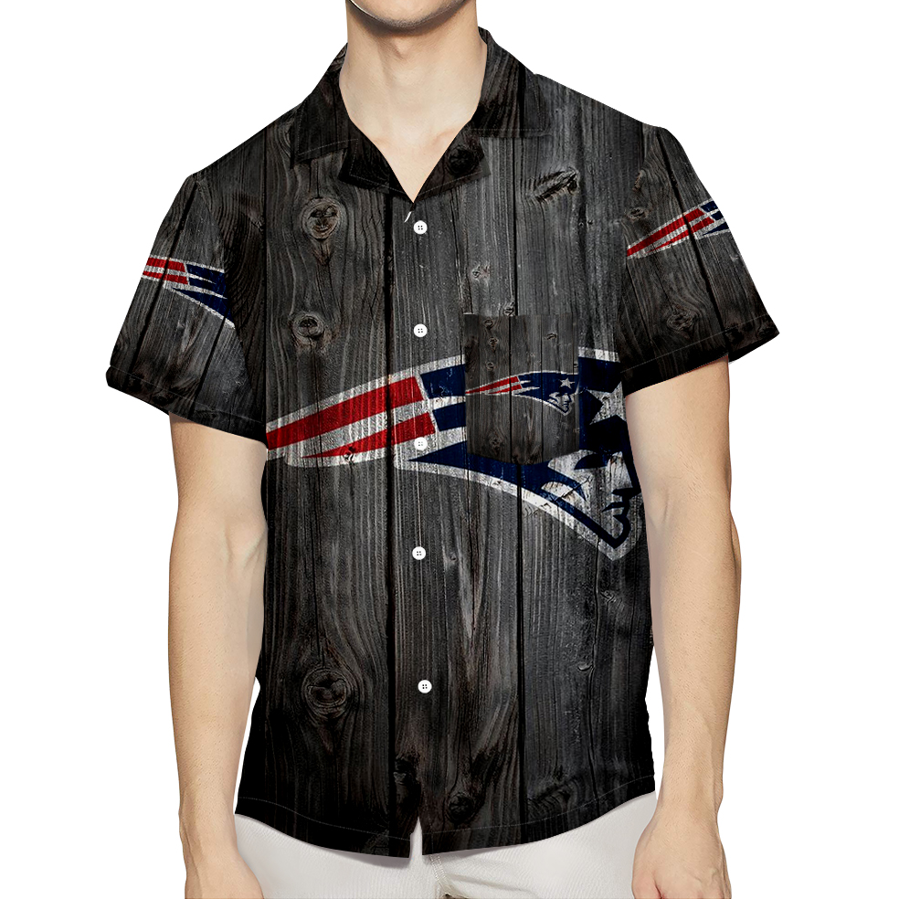 New England Patriots Wood Background 3D All Over Print Summer Beach Hawaiian Shirt With Pocket