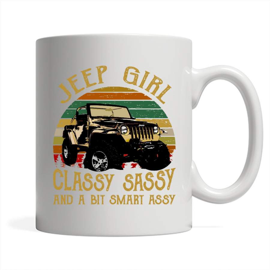 Jeep Girl Classy Sassy And A Bit Smart Assy Classic Vintage Retro Design – Full-Wrap Coffee White Mug