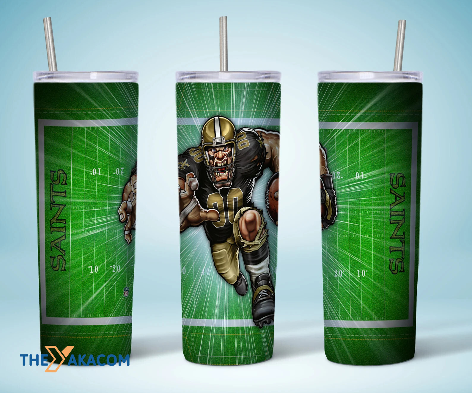 Strong Player Competing On The Green Stadium Background New Orleans Saints Tumbler