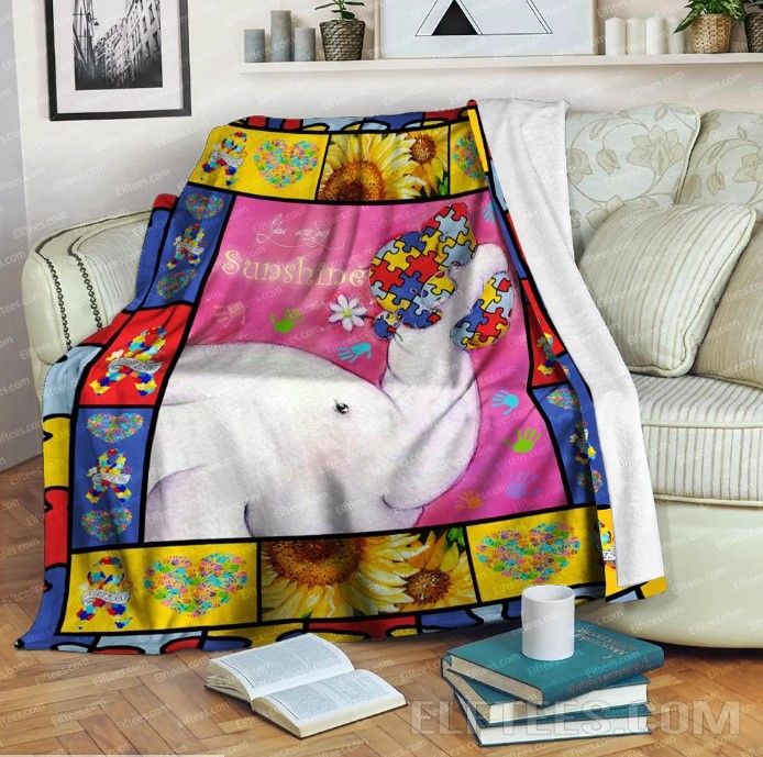 Autism Elephant You Are My Sunshine Clh1111012F Sherpa Fleece Blanket