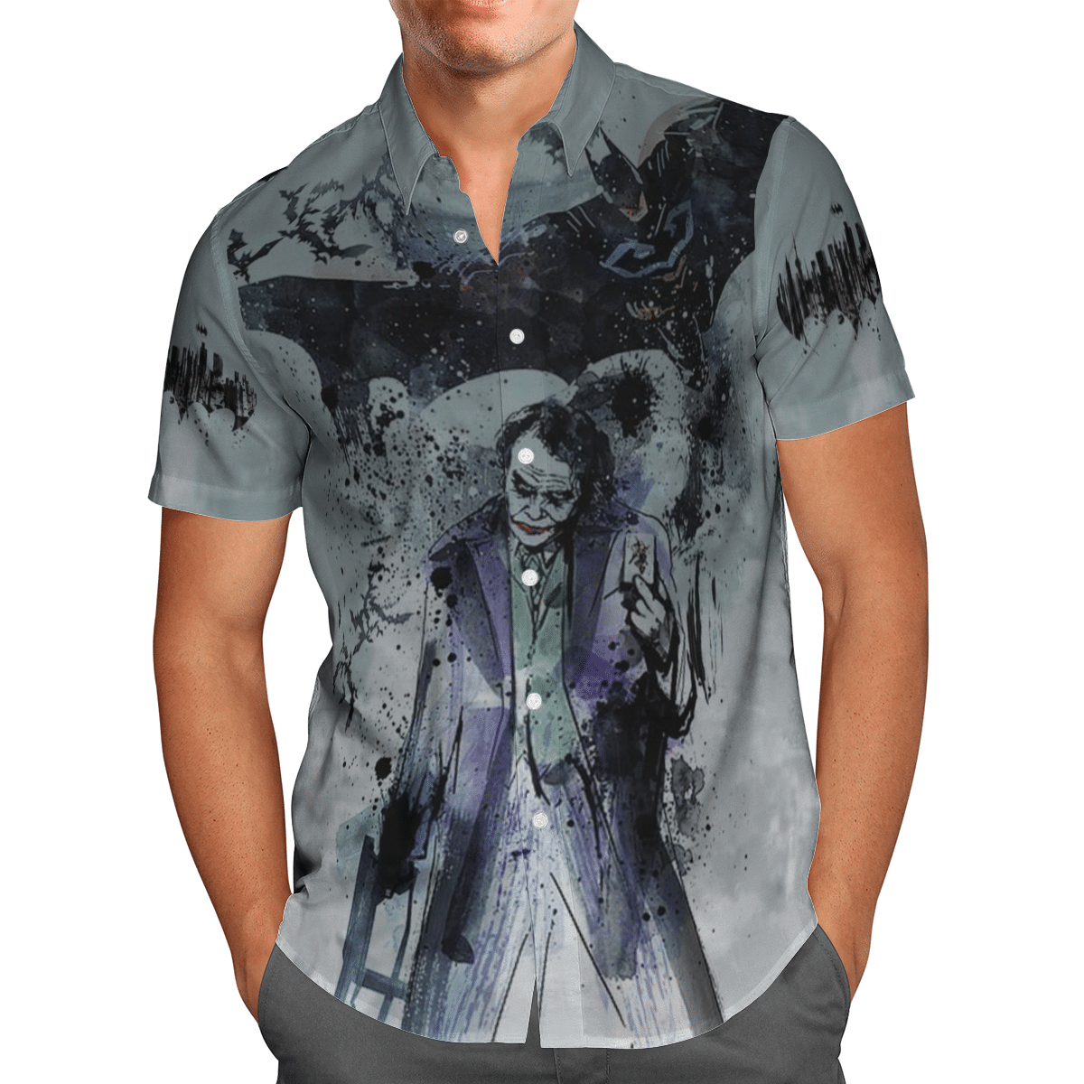 Batman And Joker For Man And Woman Print Short Sleeve Hawaiian Shirt Y97