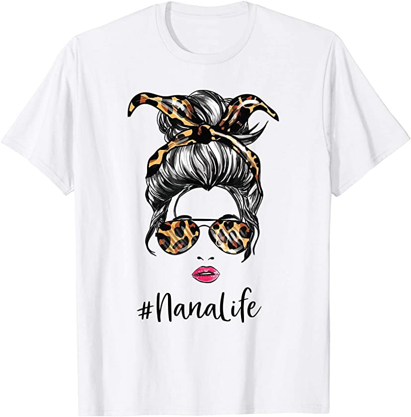 Womens Classy Nana Life with Leopard Pattern Shades T-Shirt