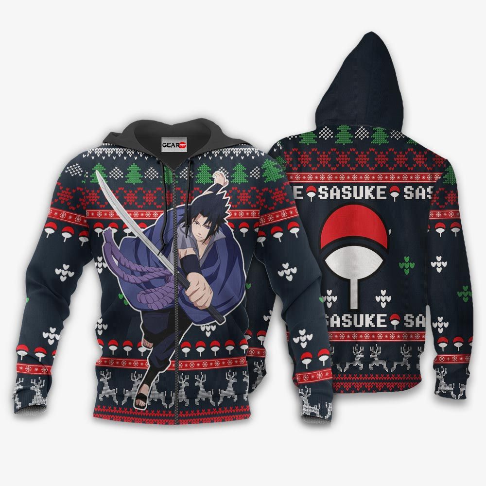 Uchiha Sasuke Ugly Christmas Sweater Custom Nrt Anime Xmas Gifts