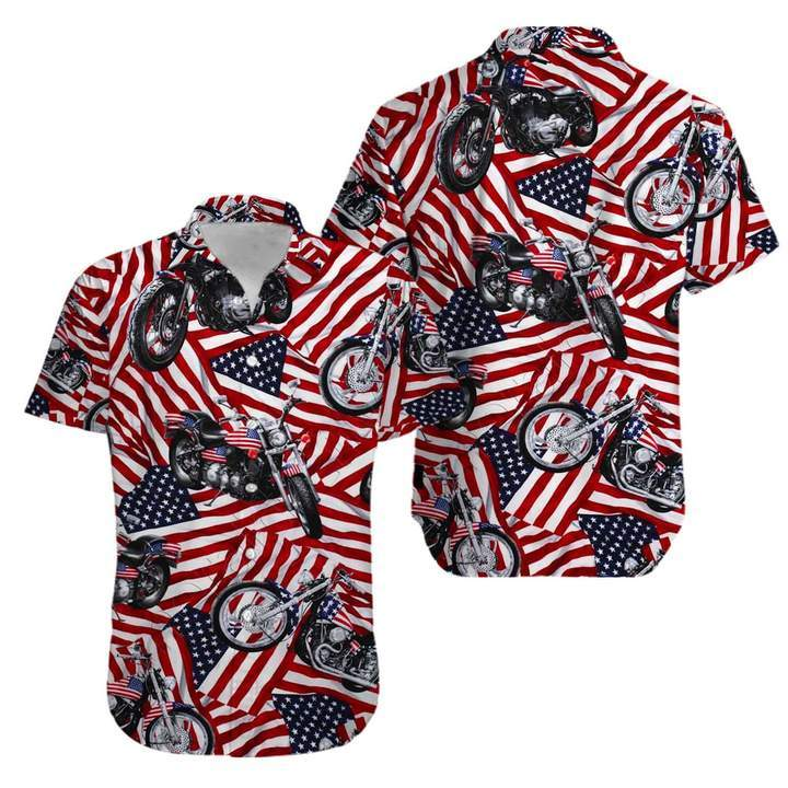 Motorcycles American Flag Hawaii Shirt For Men And Women Ha95077