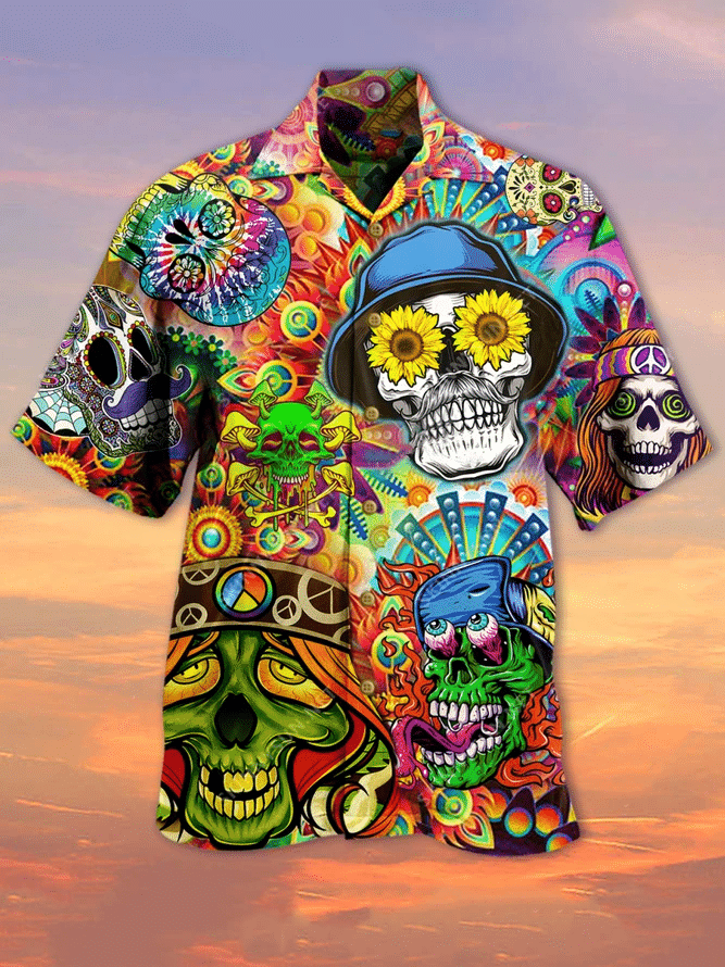 Hippie Skull Unisex Hawaii Shirt Adult Ha10297