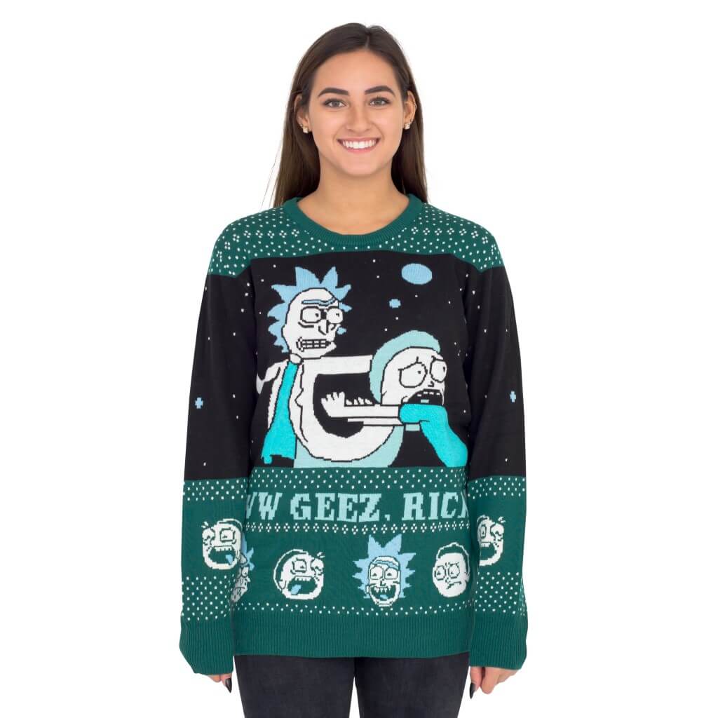 Women’S Rick And Morty Aww Geez, Rick Ugly Christmas Sweater