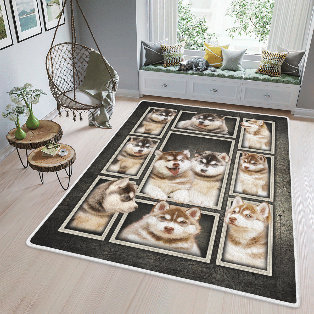 Wooni Alaskan Malamute Puppy Area Rug, Rectangle Rug Wn07032203