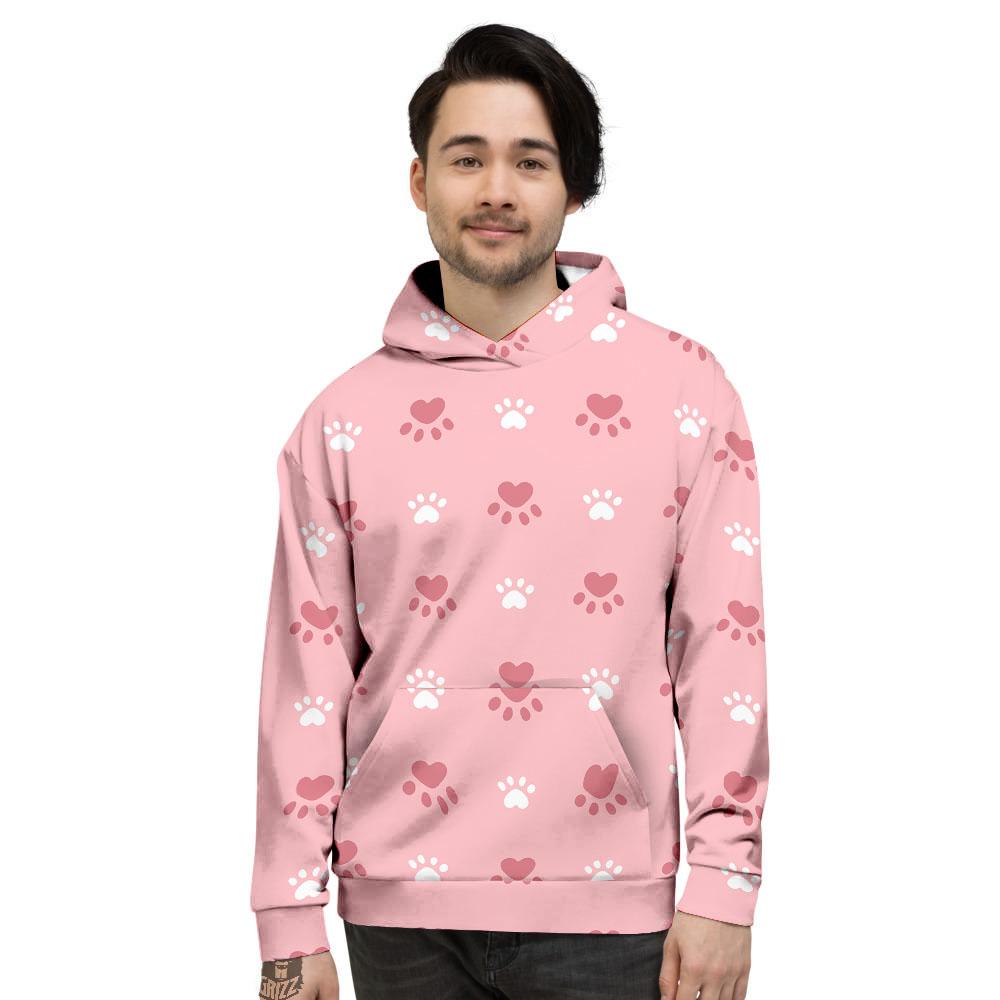 Animal Paw White And Pink Print Pattern Men’S Hoodie