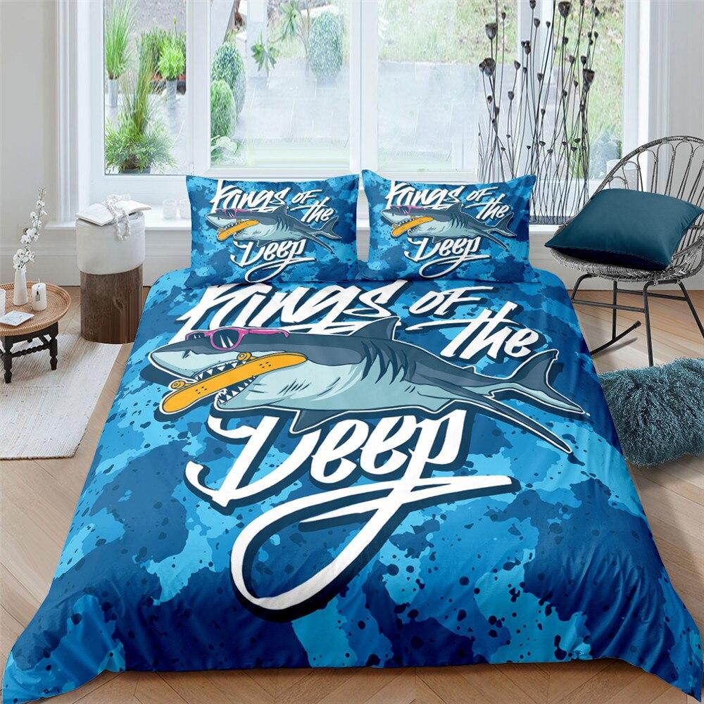 Cool Shark Ocean 3 Pcs Quilted Comforter Set