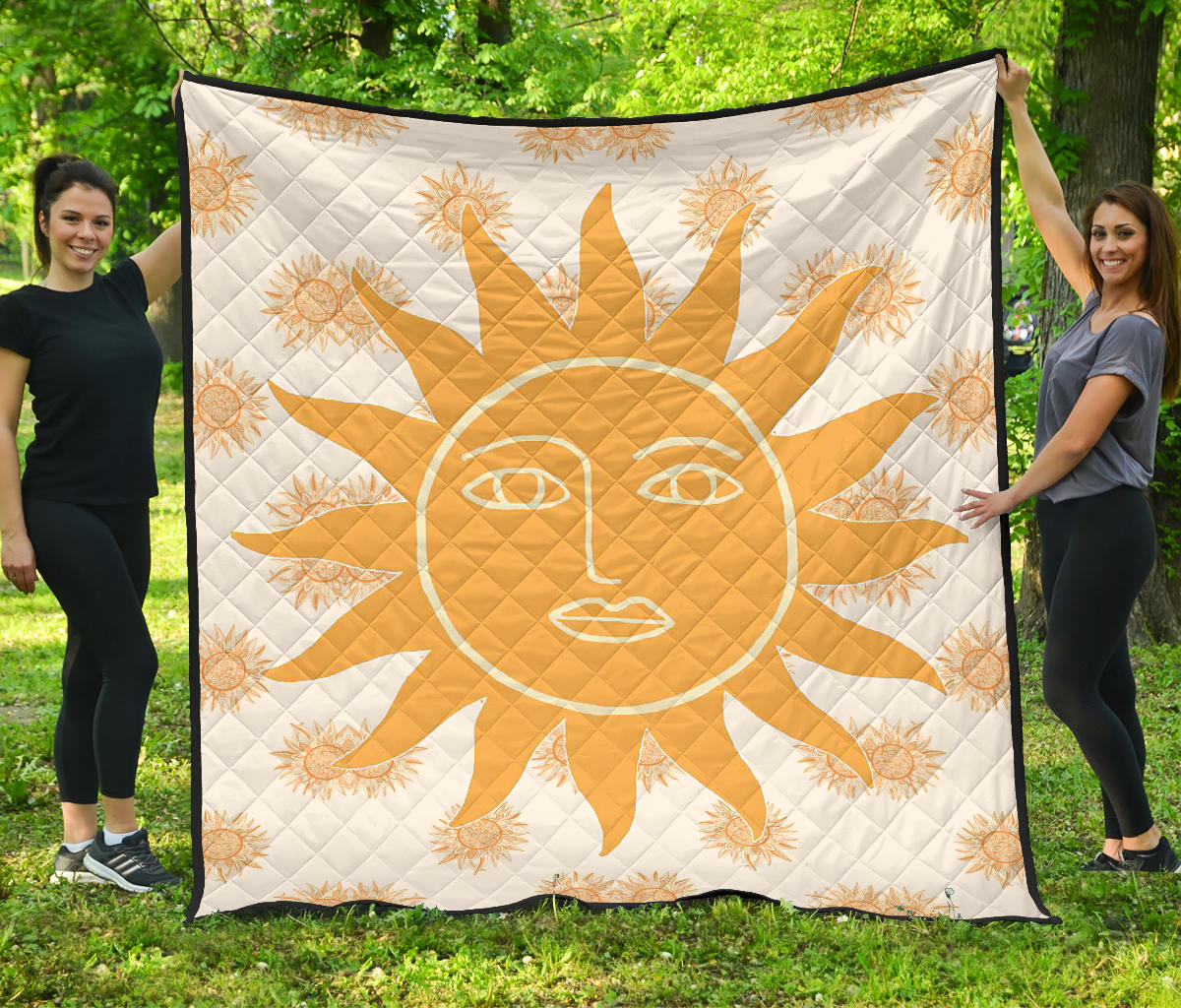 Yellow Astrology Shape Sun Floral Sun Patterns Premium Quilt Blanket Nt091306