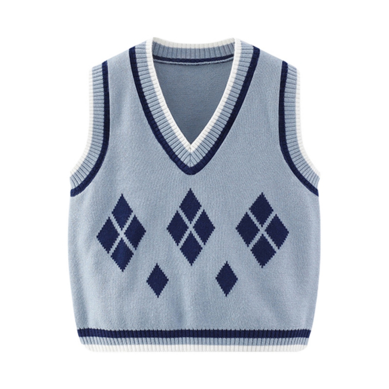 Baby Autumn Cotton Knitted Vest Kindergarten School Uniform Sweater Vest Fashion For Kids alx