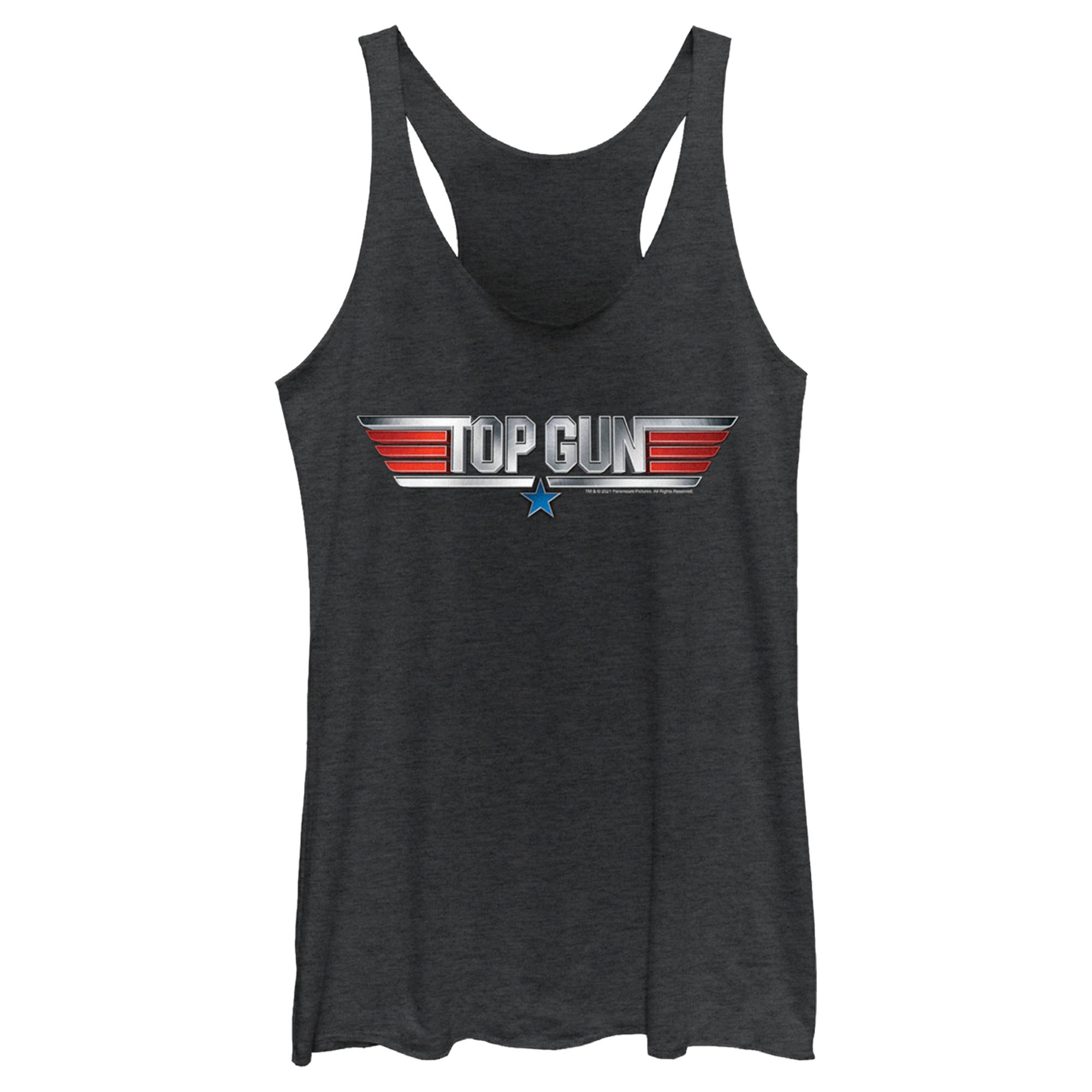 Women’S Top Gun Shiny 3D Logo Racerback Tank Top