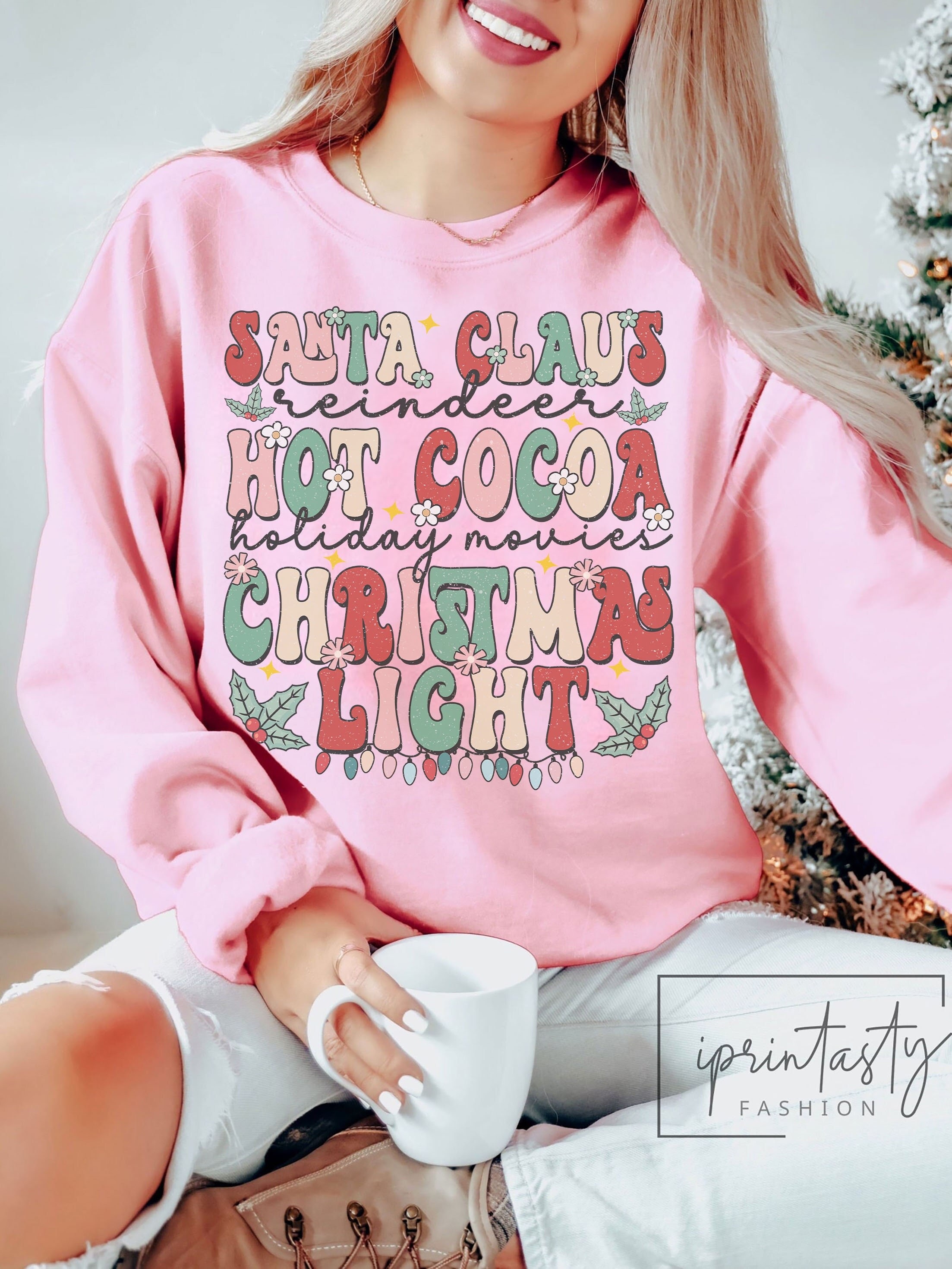 Christmas Vibes Sweatshirt, Retro Christmas Sweatshirt, Christmas Sweatshirt, iPrintasty Christmas, Christmas lights Sweatshirt, iPrintasty