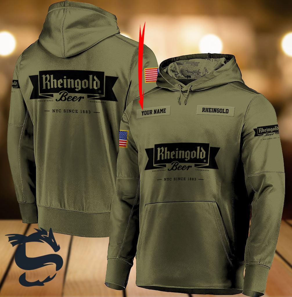 Personalized Military Green Rheingold Brewery Hoodie & Zip Hoodie