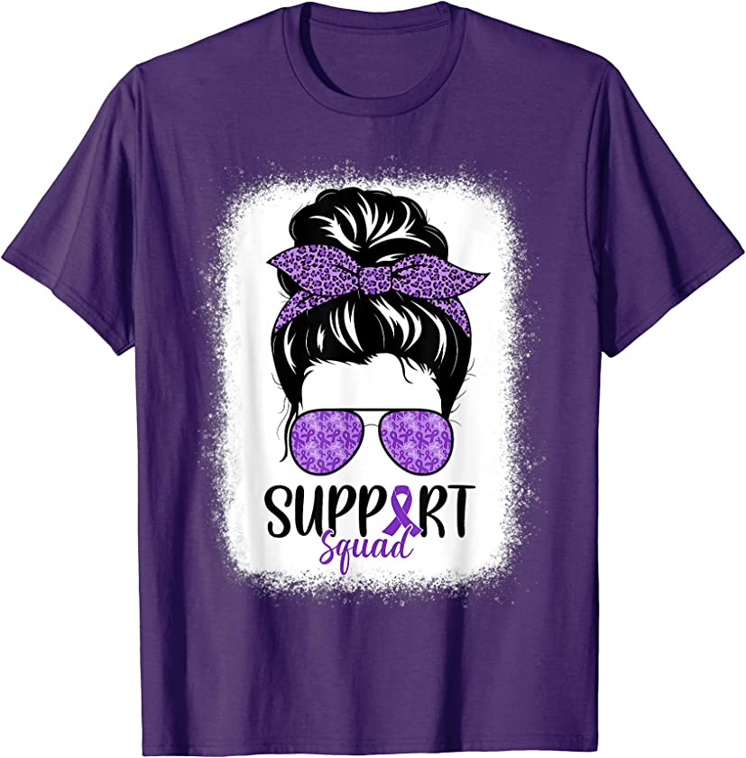 Support Squad Pancreatic Cancer Messy Bun Leopard T-Shirt