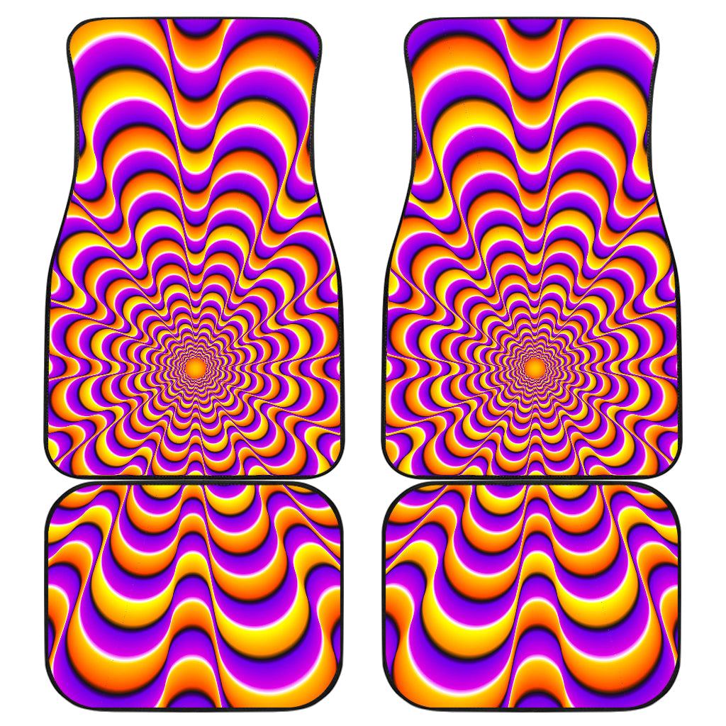 Yellow Splashing Moving Optical Illusion Front And Back Car Floor Mats, Front Car Mat