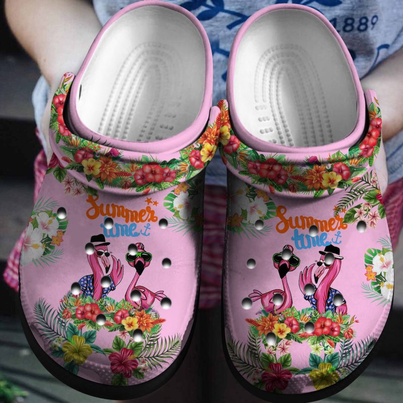 Summer Time With Flamingo Custom Shoes – Flower Garden Outdoor Shoes Birthday Gift For Women Girl