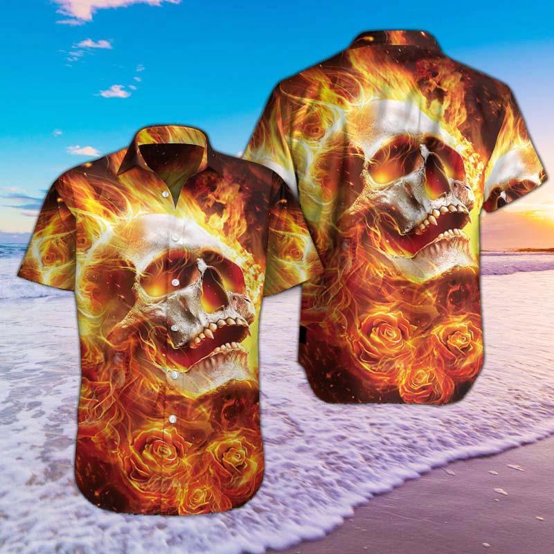 Fire Skull Hawaii Shirts Hawaiian Shirt For Men, Hawaiian Shirt For Women, Aloha Shirt, Hawaii Shirt